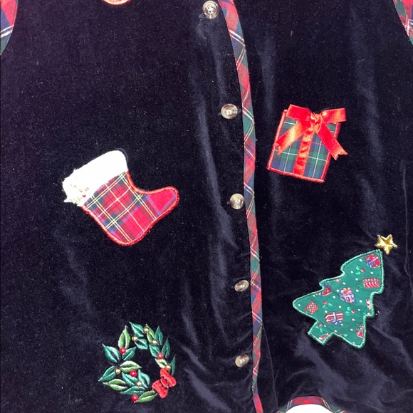 Vintage Velvet Christmas Plaid Vest 24W Plus Size - Picture 3 of 7